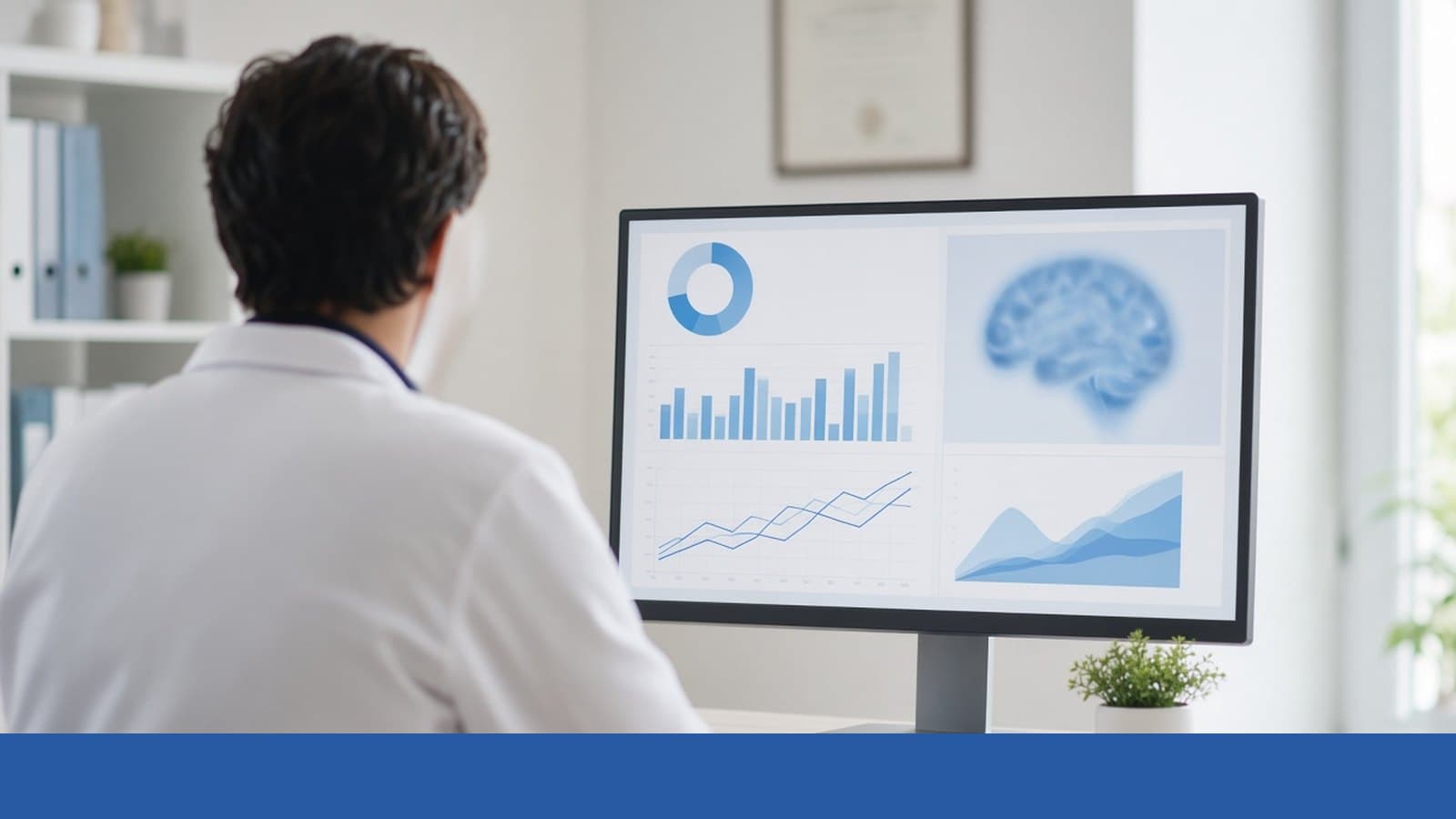 Clinician reviewing charts on a computer